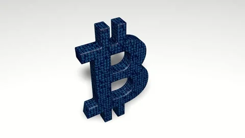 Bitcoin with digital texture . Animated pattern with isometric symbols of Stock Footage 304677729