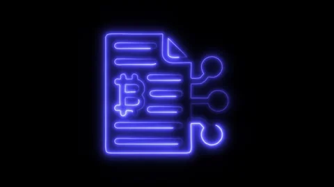 Bitcoin Document Outline Icon in HD Video Neon Animation Stock-Footage 304551971