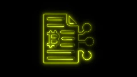 Bitcoin Document Outline Icon in HD Video Neon Animation Stock-Footage 304551984