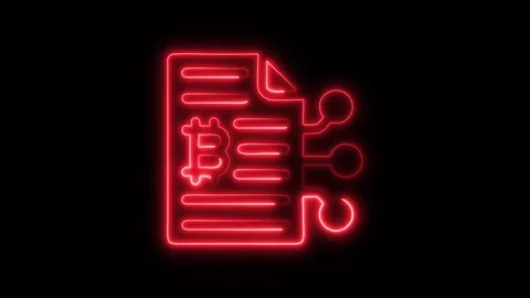 Bitcoin Document Outline Icon in HD Video Neon Animation Vídeo Stock 304551986