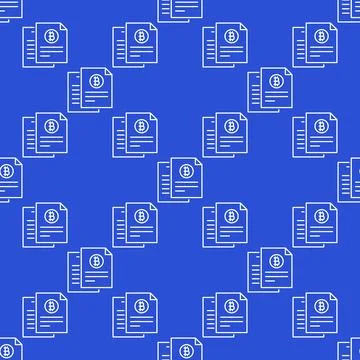 Bitcoin document vector BTC Accumulation linear seamless pattern Stock Illustration
