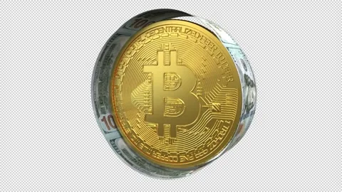 Bitcoin dollar currency symbol – 3d render looped with alpha channel. Stock Footage 303343997