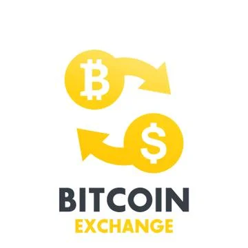 Bitcoin to dollar exchange vector symbol over white Stock Illustration