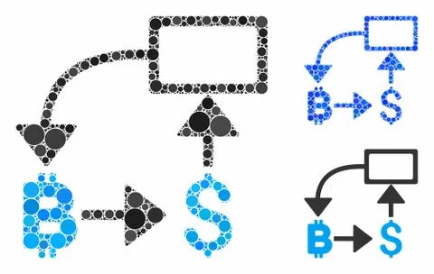 Bitcoin dollar flow chart Composition Icon of Circles Stock Illustration