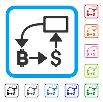 Bitcoin Dollar Flow Chart Framed Icon Stock Illustration