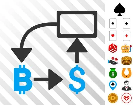 Bitcoin Dollar Flow Chart Icon with Bonus Stock Illustration