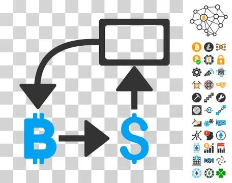 Bitcoin Dollar Flow Chart Icon with Bonus 库存插图