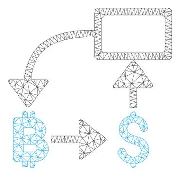 Bitcoin Dollar Flow Chart Vector Mesh Carcass Model 스톡 일러스트
