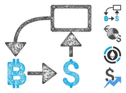 Bitcoin Dollar Flow Chart Web Vector Mesh Illustration Stock Illustration