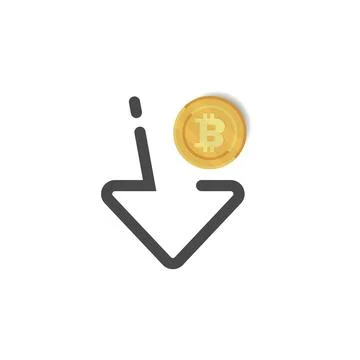 Bitcoin down illustration with arrow icon. Vector Stock Illustration