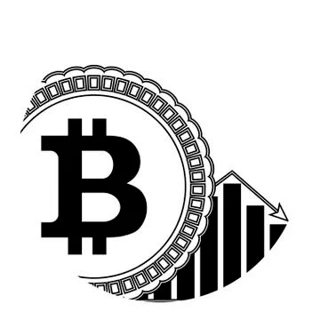 Bitcoin down price linear icon Stock Illustration