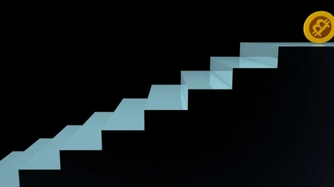 BitCoin Drop Stairs One Stock Footage 85458886
