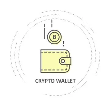 Bitcoin drop into wallet - crypto wallet simple icon Stock Illustration