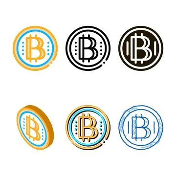 Bitcoin edition coin icon vector outline イラスト素材