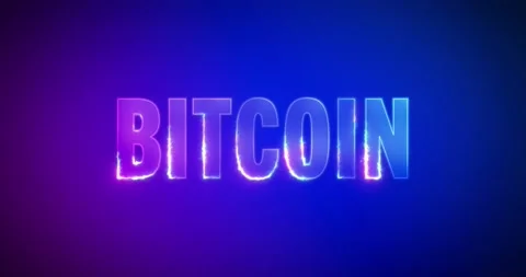 Bitcoin. Electric lightning words. Logotype Stock Footage 136079966