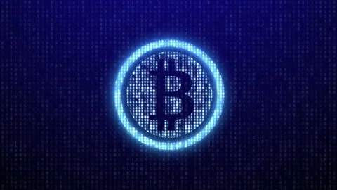 Bitcoin Electronic Cryptocurrency Blockchain Technology. digital currency, coin Stock Footage 153611289
