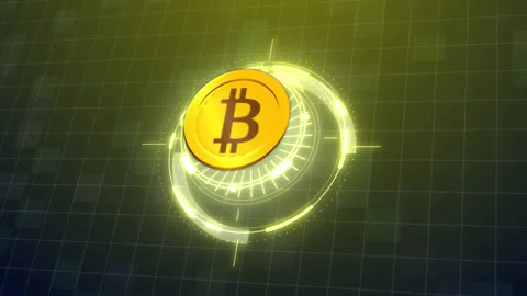 Bitcoin Electronic Cryptocurrency Blockchain Technology. digital currency, coin Stock Footage 154532688