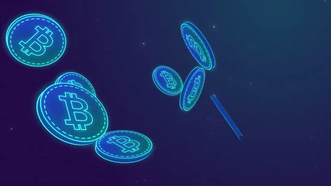 Bitcoin Electronic Cryptocurrency Blockchain Technology. HUD design animation Stock Footage 187704297