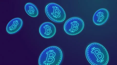 Bitcoin Electronic Cryptocurrency Blockchain Technology. HUD design animation Stock Footage 187704298