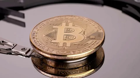 Bitcoin is electronic currency mined by processing data on the computer Stock Footage 83006806