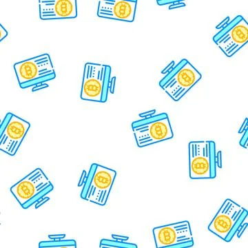 Bitcoin electronic currency vector seamless pattern Stock Illustration