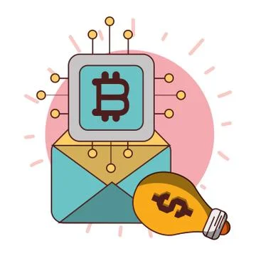 Bitcoin email marketing creativity cryptocurrency transaction digital money 스톡 일러스트