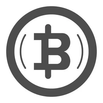 Bitcoin emblem in circle, crypto coin solid icon, cryptocurrency concept, BTC Stock Illustration