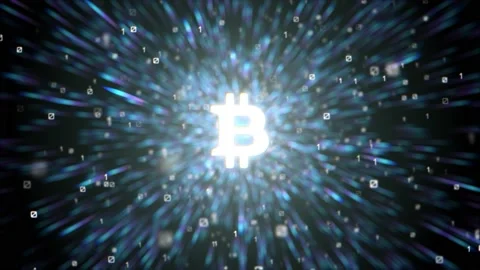 Bitcoin emblem with programing numbers Video stock 148988003