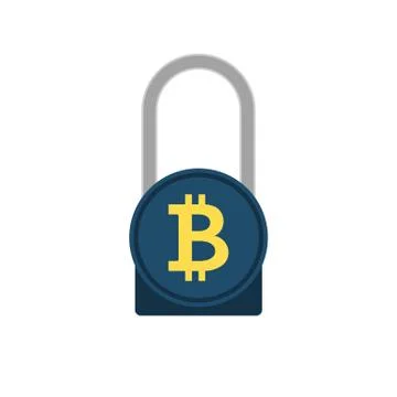 Bitcoin Encrypted Flat Vector Icon Stock Illustration