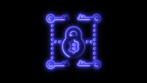 Bitcoin Encryption Outline Icon in HD Video Neon Animation 库存影片 304552087