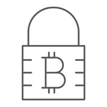 Bitcoin encryption thin line icon, money finance Illustrazione stock