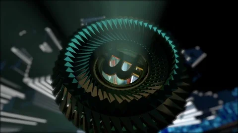 Bitcoin Engine Rotates Stock Footage 83632868