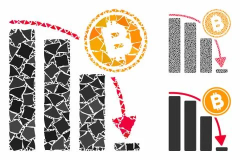 Bitcoin epic fail chart Mosaic Icon of Trembly Pieces Stock Illustration