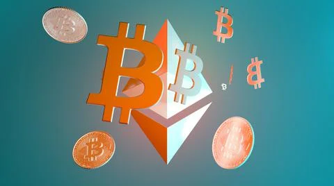 Bitcoin Ethereum cryptocurrency Stock Illustration
