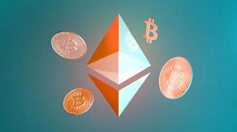 Bitcoin Ethereum cryptocurrency Stock Illustration