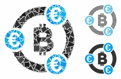 Bitcoin Euro collaboration Composition Icon of Bumpy Parts Stock Illustration