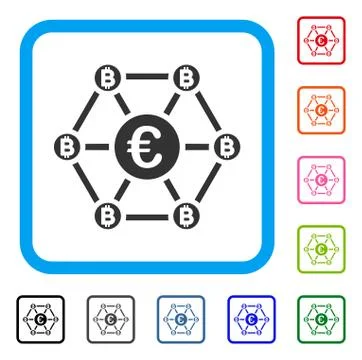 Bitcoin Euro Net Structure Framed Icon Illustrazione stock