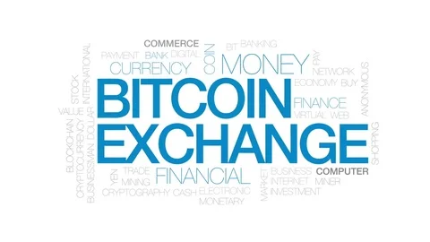 Bitcoin exchange animated word cloud, text design animation. Kinetic typography. Stock Footage