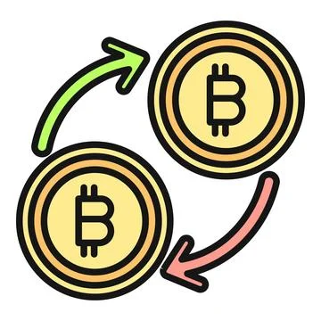 Bitcoin exchange arrows representing cryptocurrency transaction concept Stock Illustration