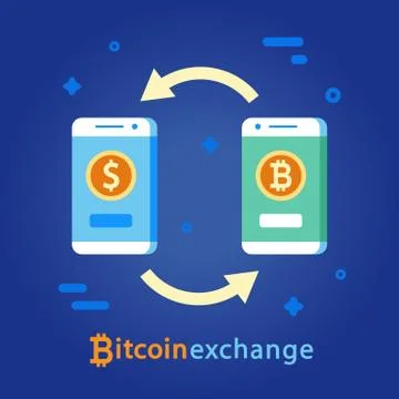Bitcoin Exchange concept. Cryptocurrency digital money Stock Illustration