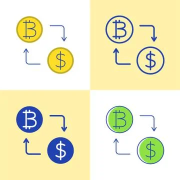 Bitcoin exchange concept icon set in flat and line style Stock Illustration