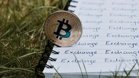 Bitcoin exchange concept Stock Photos