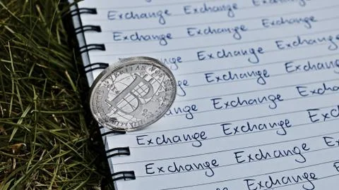 Bitcoin exchange concept Stock Photos