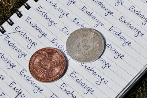 Bitcoin exchange concept Stock Photos