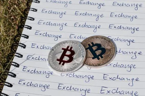 Bitcoin exchange concept Stock Photos