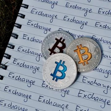Bitcoin exchange concept Stock Photos