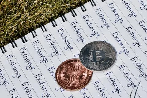 Bitcoin exchange concept Stock Photos