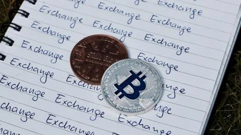 Bitcoin exchange concept Stock Photos