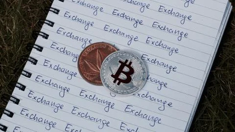Bitcoin exchange concept Stock Photos