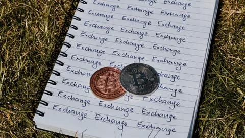 Bitcoin exchange concept Stock Photos